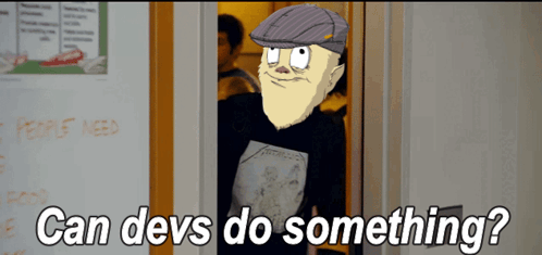 Cartoon In Metallica Shirt Saying Can Devs Do Something GIF