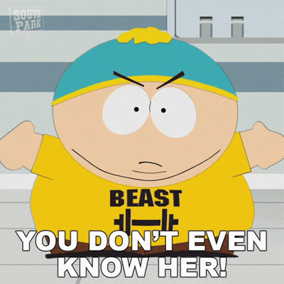 Cartoon In Yellow Shirt Saying Beast You Don't Even Know Her GIF