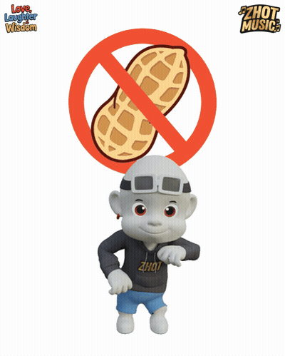 Cartoon In Zhot Sweatshirt In Front Of No Peanut Symbol GIF