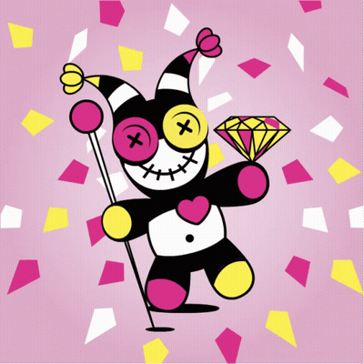 Cartoon Jester Holding Diamond GIF