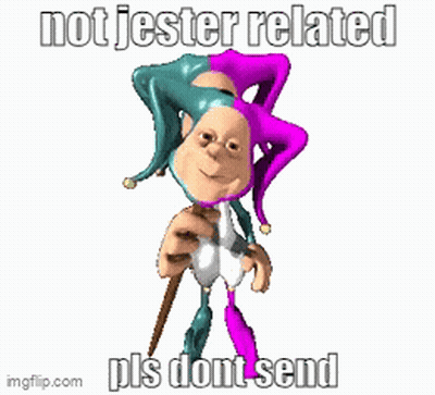 Cartoon Jester Holding Hat And Sword GIF