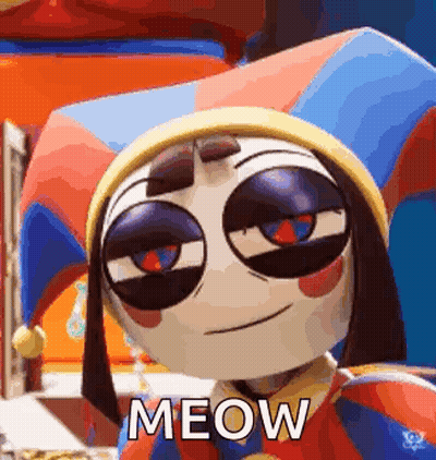 Cartoon Jester With Sunglasses Saying Meow GIF
