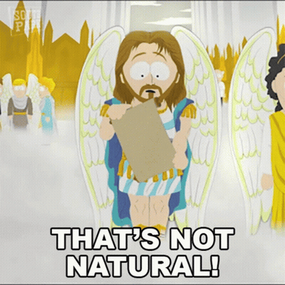 Cartoon Jesus Holding Paper Saying That's Not Natural GIF