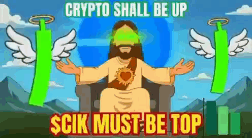 Cartoon Jesus On Throne With Crypto Shall Be Up And Scik Must Be Top GIF