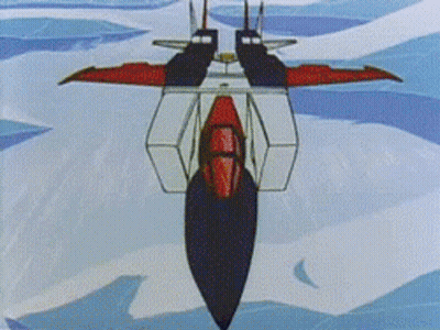Cartoon Jet Flying Over Snowy Landscape GIF