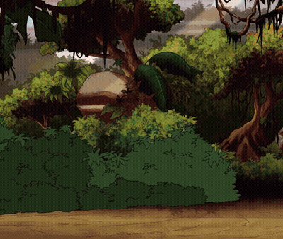 Cartoon Jungle With Trees And Plants GIF