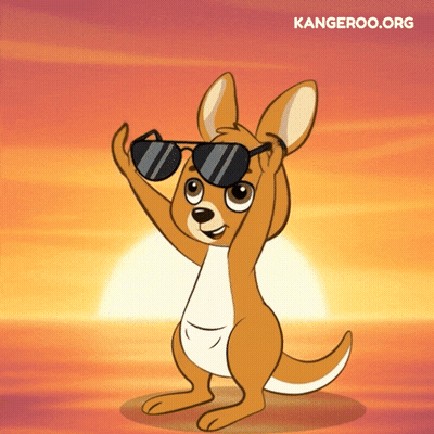Cartoon Kangaroo In Sunglasses At Sunset GIF