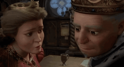 Cartoon King And Queen Sitting At Table With Wine GIF