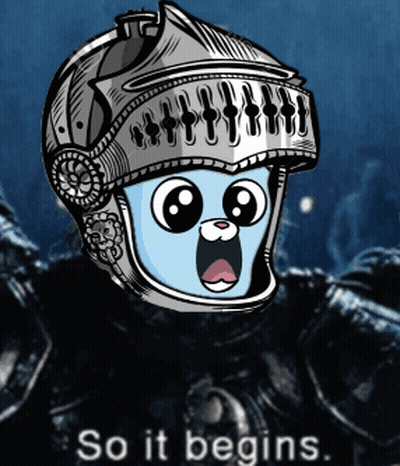 Cartoon Knight Helmet Saying So It Begins GIF