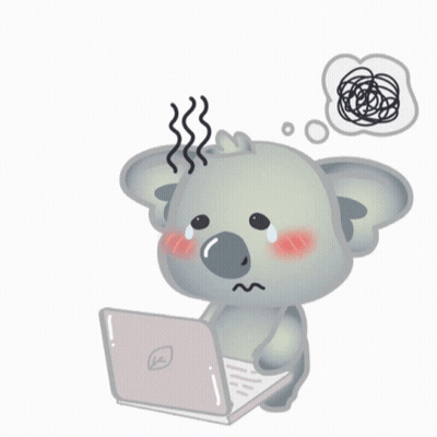 Cartoon Koala Bear Sitting In Front Of Dell Laptop GIF