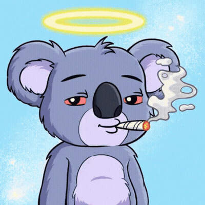 Cartoon Koala In Hoodie And Sunglasses With Letter H GIF