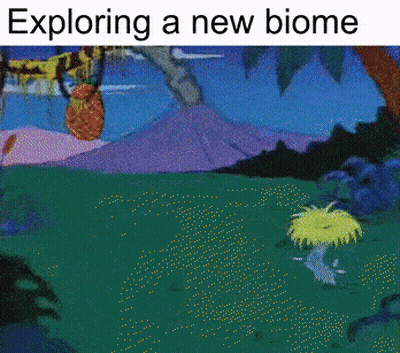 Cartoon Landscape Exploring A New Biome GIF