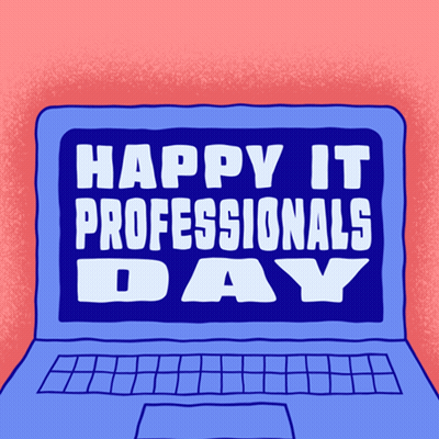 Cartoon Laptop Saying Happy IT Professionals Day GIF