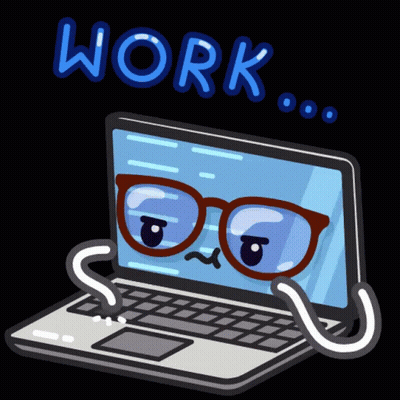 Cartoon Laptop With Glasses Saying Work GIF