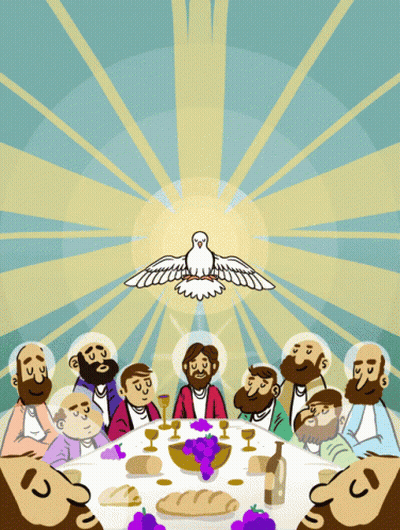 Cartoon Last Supper With Jesus And Apostles GIF