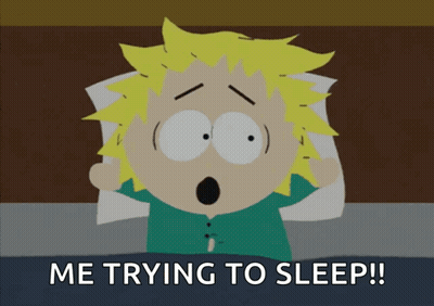 Cartoon Laying In Bed Saying Me Trying To Sleep GIF