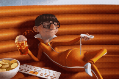 Cartoon Laying On Couch Holding Remote And Soda GIF
