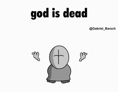 Cartoon Laying On Ground Saying God Is Dead GIF
