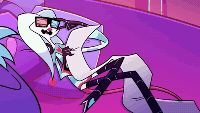 Cartoon Laying On Purple Couch Reading Paper GIF