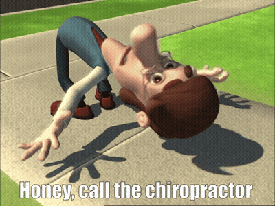 Cartoon Laying On Sidewalk Saying Honey Call The Chiropractor GIF