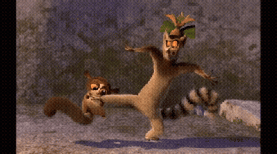 Cartoon Lemur Kicking Another GIF