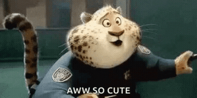 Cartoon Leopard In Police Uniform Holding Baton GIF