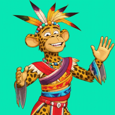 Cartoon Leopard With Feathers On Head GIF