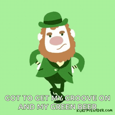 Cartoon Leprechaun Dancing On Green Background GIF