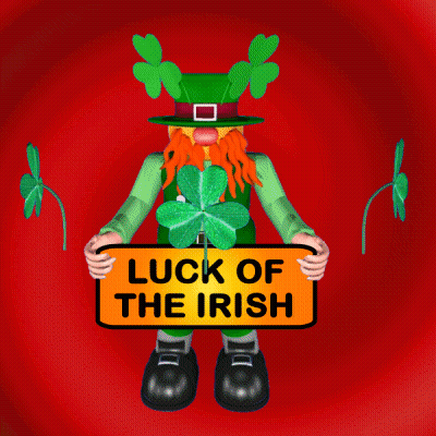 Cartoon Leprechaun Holding Luck Of The Irish Sign GIF