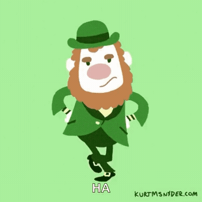 Cartoon Leprechaun In Green Suit And Hat Dancing GIF