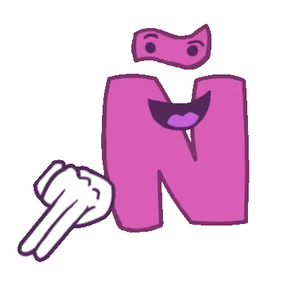 Cartoon Letter N Pointing Sticker