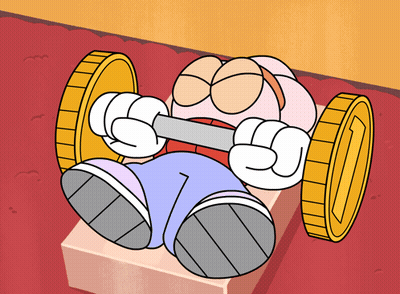 Cartoon Lifting Barbell With Gold Coins GIF