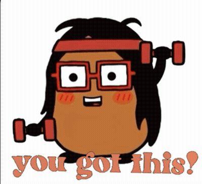 Cartoon Lifting Dumbbells You Got This GIF
