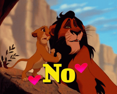 Cartoon Lion And Cub Saying No In Yellow GIF