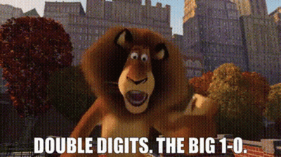 Cartoon Lion Double Digits Big 1-0 GIF