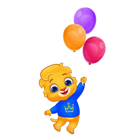 Cartoon Lion Holding Balloons Sticker