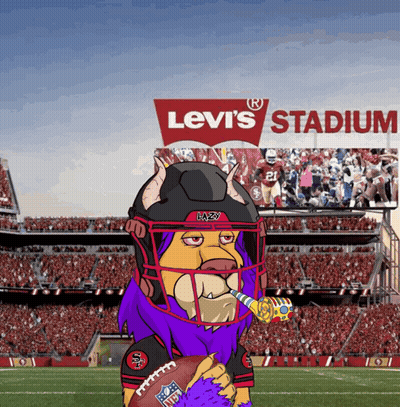 Cartoon Lion Holding Football At Levi's Stadium GIF