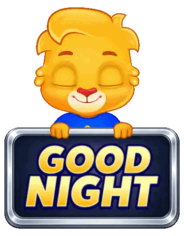 Cartoon Lion Holding Good Night Sign Sticker