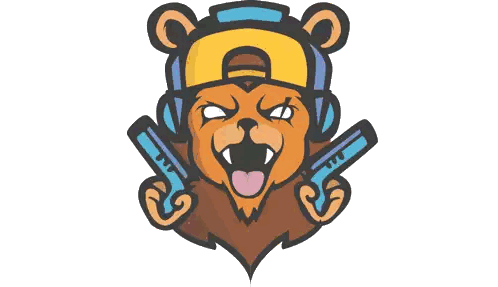 Cartoon Lion Holding Guns Follow Sticker