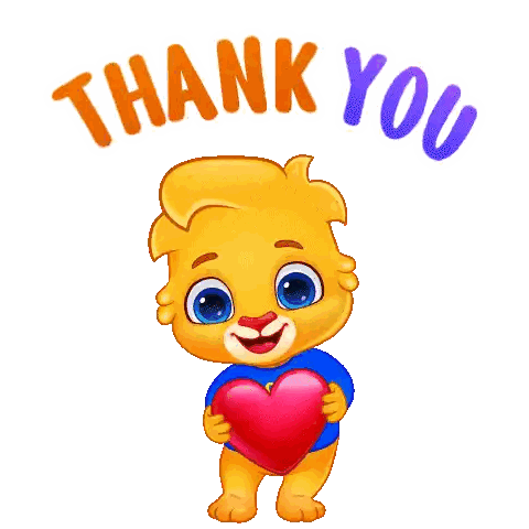 Cartoon Lion Holding Heart Saying Thank You Sticker