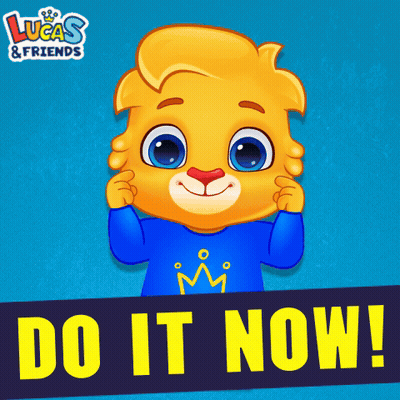 Cartoon Lion In Blue Shirt Lucas & Friends GIF
