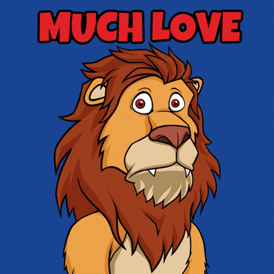 Cartoon Lion Pointing Much Love GIF