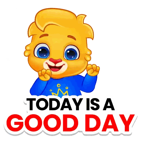 Cartoon Lion Saying Today Is A Good Day Sticker