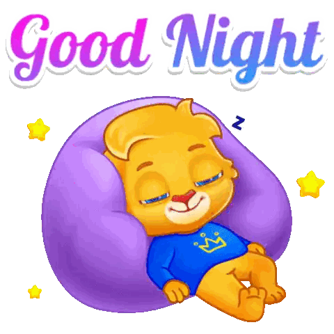 Cartoon Lion Sleeping On Purple Pillow Sticker