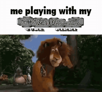 Cartoon Lion Standing Before Maze Saying Me Playing With My GIF