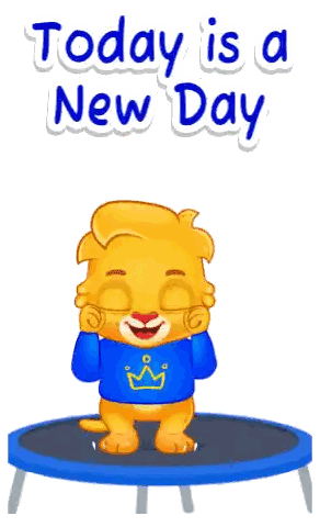 Cartoon Lion Standing On Trampoline Sticker