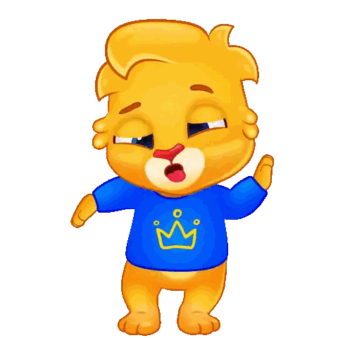 Cartoon Lion Wearing Blue Shirt And Crown Sticker