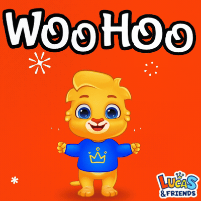 Cartoon Lion Wearing Blue Sweater And Crown GIF