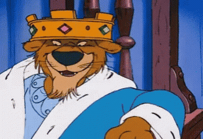 Cartoon Lion Wearing Crown And Coat GIF