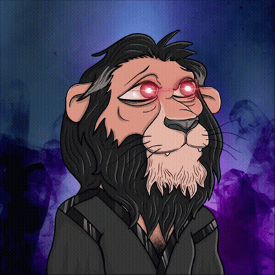 Cartoon Lion With Beard And Red Eyes GIF